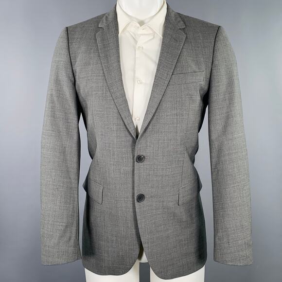 HUGO BOSS Size 38 Grey Virgin Wool Blend Single Breasted Sport Coat - Picture 1 of 10